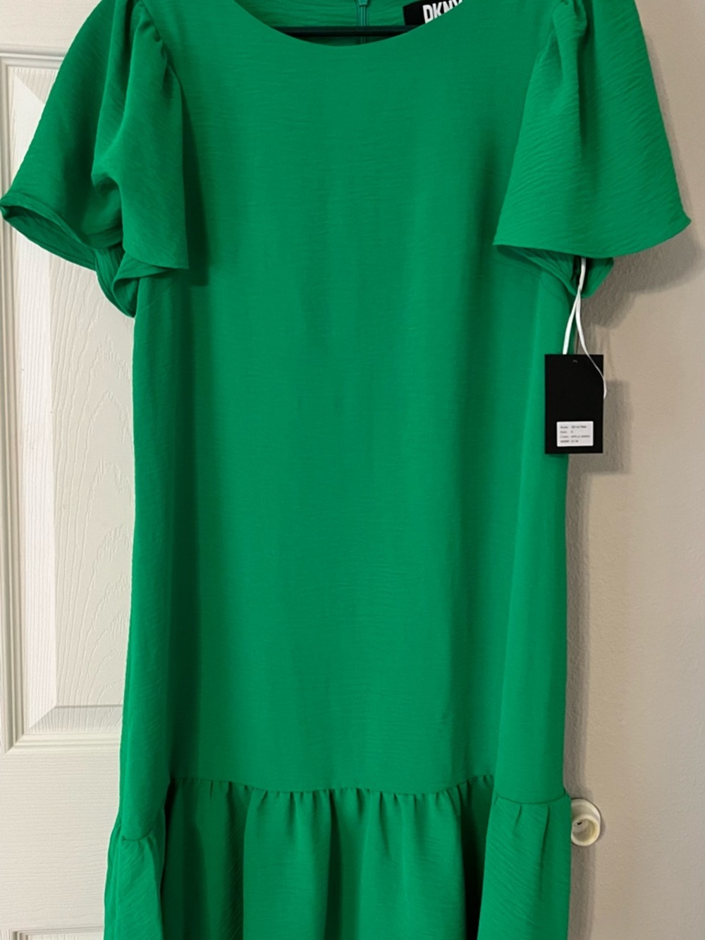 DKNY Emerald Green Textured Crew Neck Top